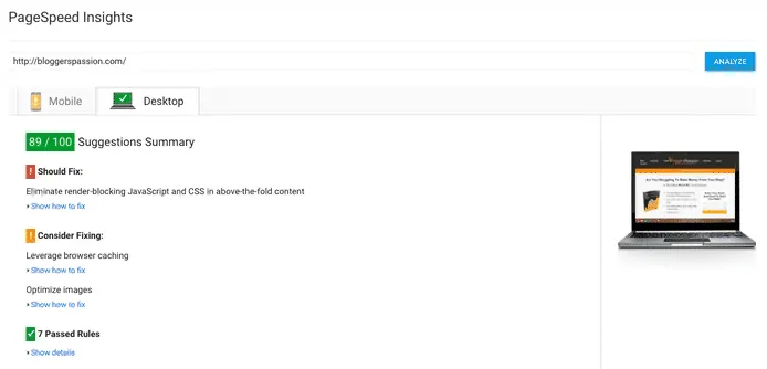google pagespeed insights